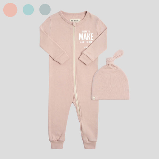 Mini Mioche dreamy sleeper romper and beanie set