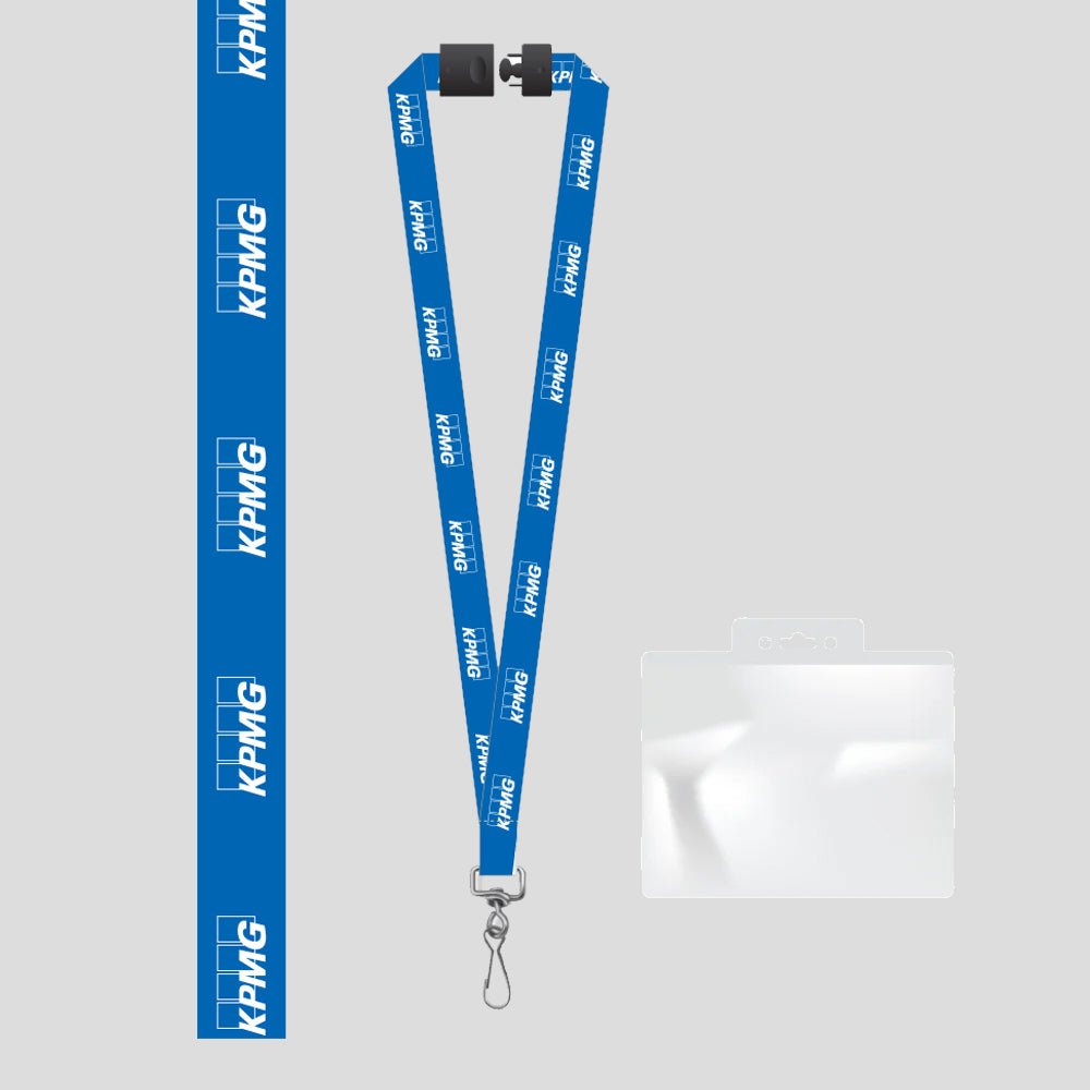 Lanière plate sérigraphiée 3/4" et porte-badge