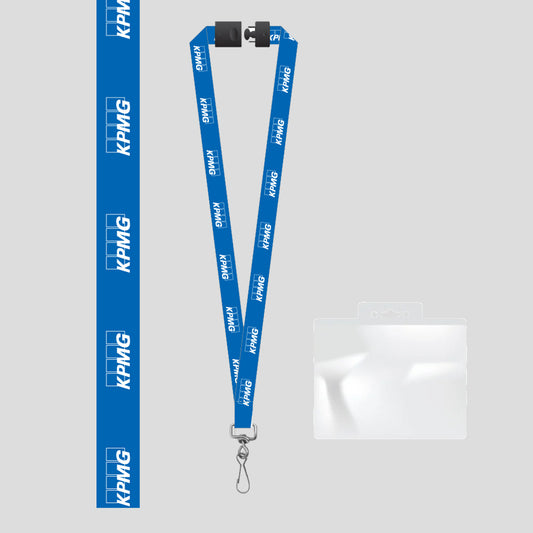 Lanière plate sérigraphiée 3/4" et porte-badge