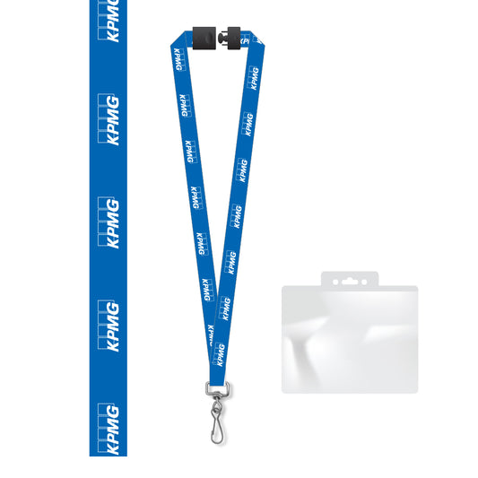 Lanière plate sérigraphiée 3/4" et porte-badge