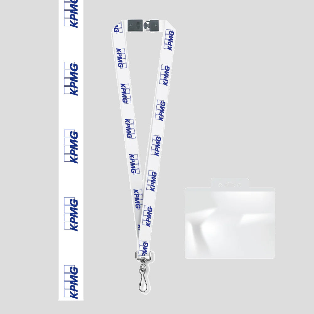 Lanière plate sérigraphiée 3/4" et porte-badge