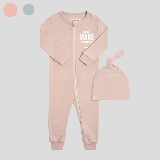 Mini Mioche dreamy sleeper romper and beanie set