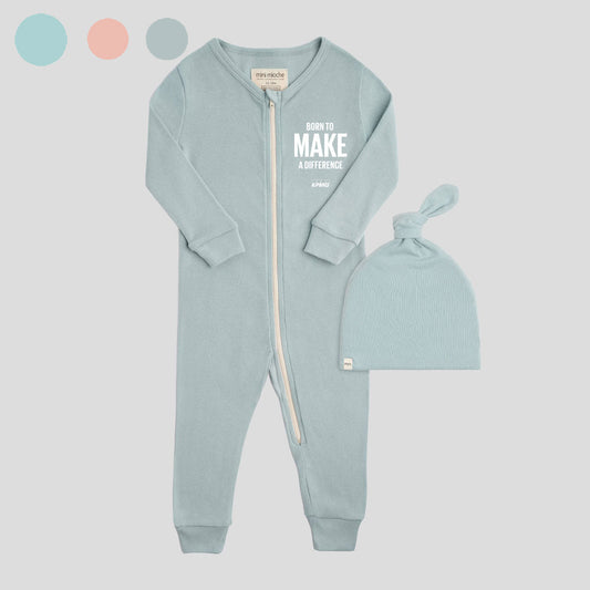 Mini Mioche dreamy sleeper romper and beanie set