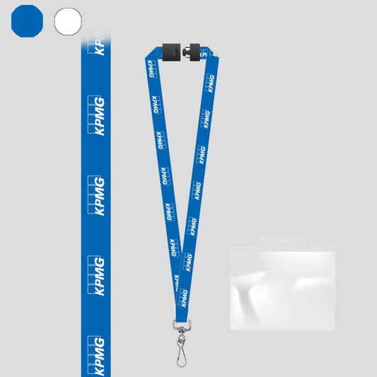 Lanière plate sérigraphiée 3/4" et porte-badge